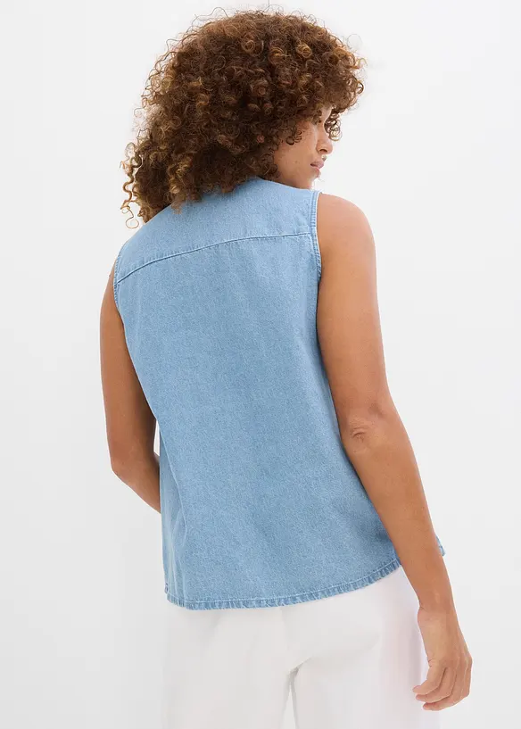 Jeans-Blusentop in blau von hinten (im Anschnitt) - bonprix