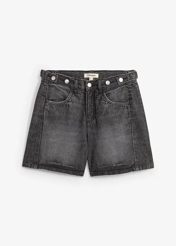 Jeans-Shorts Mid Waist, Low Stretch in schwarz von vorne - bonprix