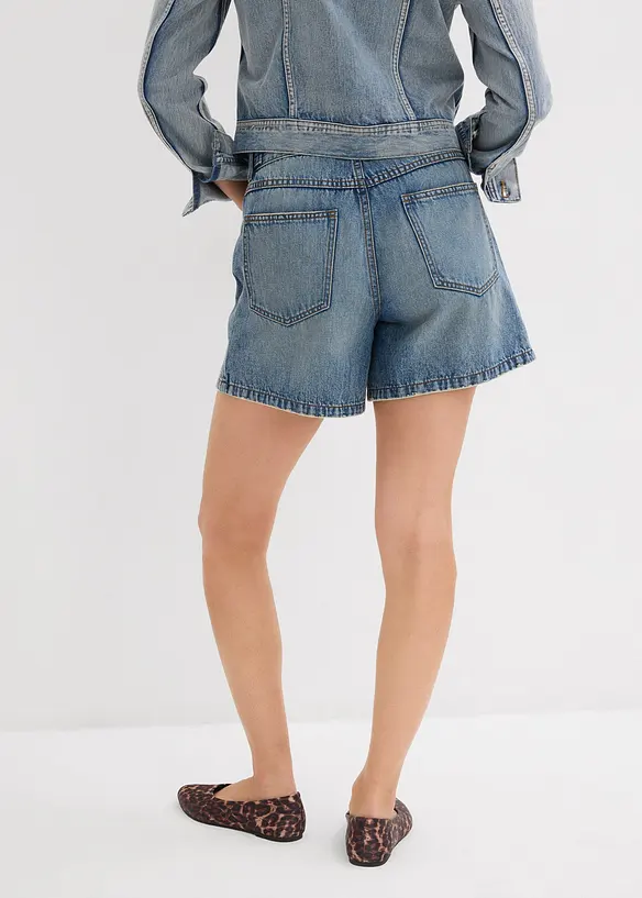 Jeans-Shorts Mid Waist, Low Stretch in blau von hinten - bonprix