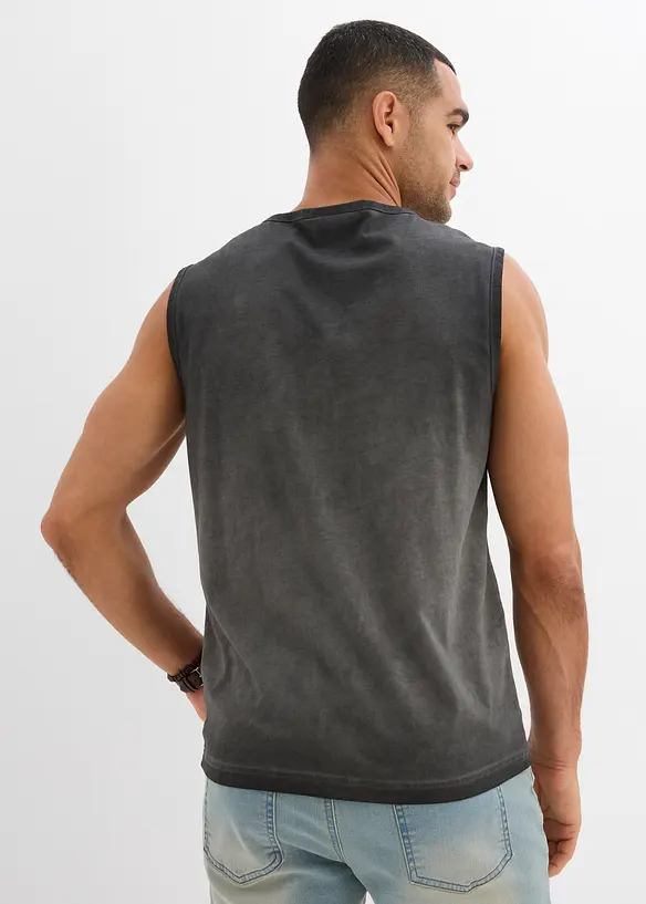 Muskel-Shirt (2er Pack) in gewaschener Optik in grün von hinten (im Anschnitt) - bonprix