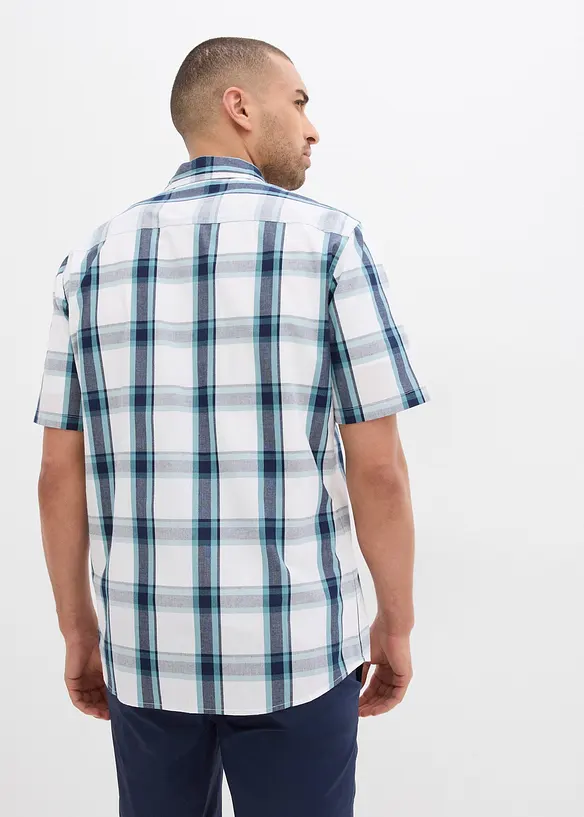Kurzarmhemd aus Baumwoll-Popeline in Regular Fit in weiß von hinten (im Anschnitt) - bonprix