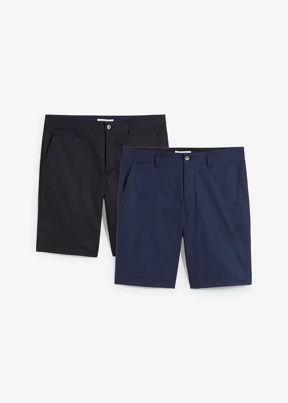 Chino-Bermuda in leichter Papertouch-Qualität (2er Pack) in blau von vorne - bonprix