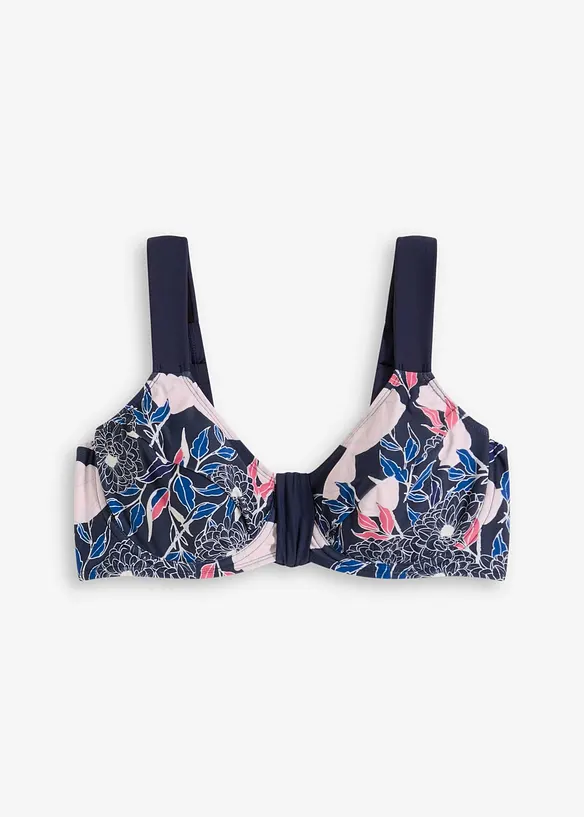 Minimizer-Bikinioberteil mit gepolsterten Trägern in blau von vorne - bonprix