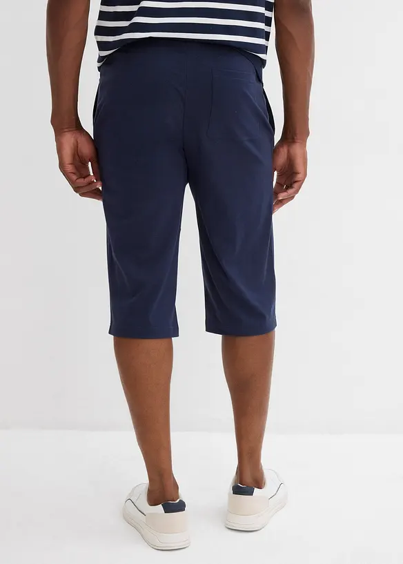 Jersey-Longshorts aus Bio-Baumwolle in Regular Fit (2er Pack) in blau von hinten - bonprix