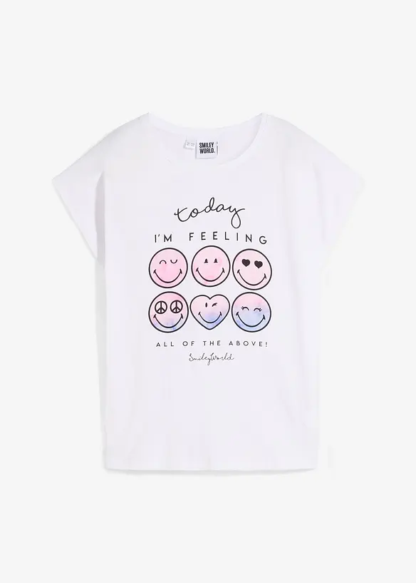 Smiley Shirt aus reiner Baumwolle in weiß von vorne - SmileyWorld