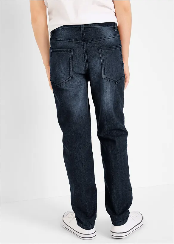 Slim Fit Stretch-Jeans mit verstellbarem Bund, Straight in blau von hinten - bonprix