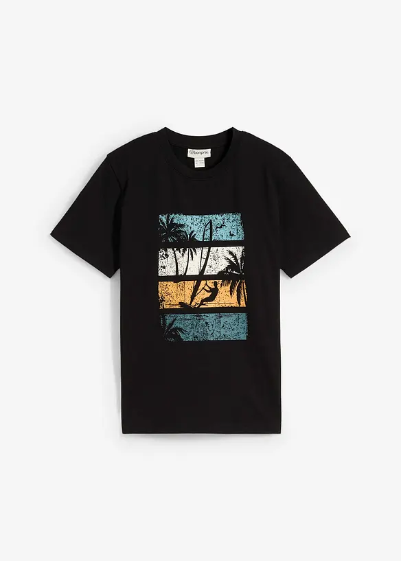 T-Shirt aus reiner Bio Baumwolle in schwarz von vorne - bonprix