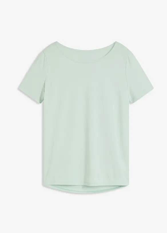 Langes Sport-Shirt mit Rückenausschnitt in grün von vorne - bonprix