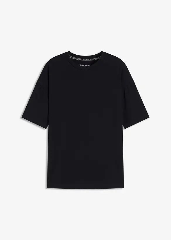 Oversized Sport-Shirt mit Baumwolle, schnelltrocknend in schwarz von vorne - bonprix