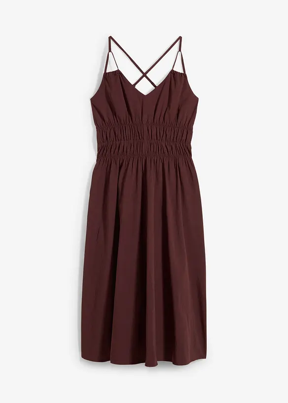 Trägerkleid aus reiner Bio-Baumwolle in braun von vorne - bonprix
