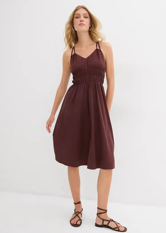 Trägerkleid aus reiner Bio-Baumwolle in braun von vorne (Totalaufnahme) - bonprix