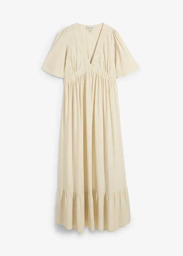 Maxikleid aus fließender Viskose in beige von vorne - bonprix