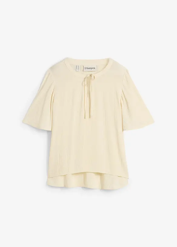 Tunikabluse aus fließender Viskose in beige von vorne - bonprix