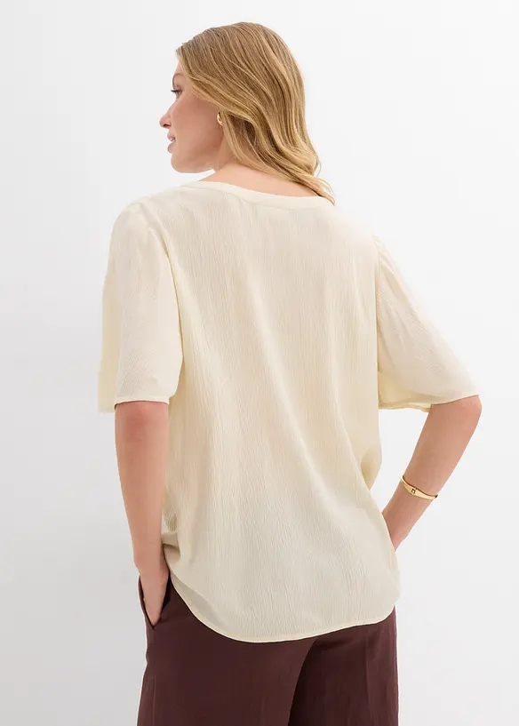 Tunikabluse aus fließender Viskose in beige von hinten (im Anschnitt) - bonprix