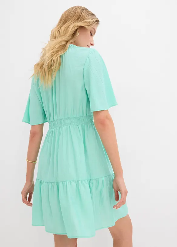 Minikleid aus fließendem Viskose-Mix in grün von hinten (Totalaufnahme) - bonprix Minikleid aus fließendem Viskose-Mix in grün von hinten (Totalaufnahme) - bonprix
