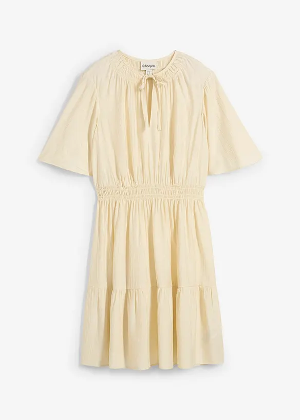 Minikleid aus fließendem Viskose-Mix in beige von vorne - bonprix Minikleid aus fließendem Viskose-Mix in beige von vorne - bonprix