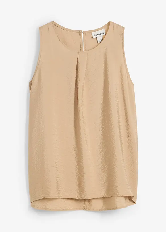 Blusentop aus fließendem Viskose-Mix in beige von vorne - bonprix Blusentop aus fließendem Viskose-Mix in beige von vorne - bonprix