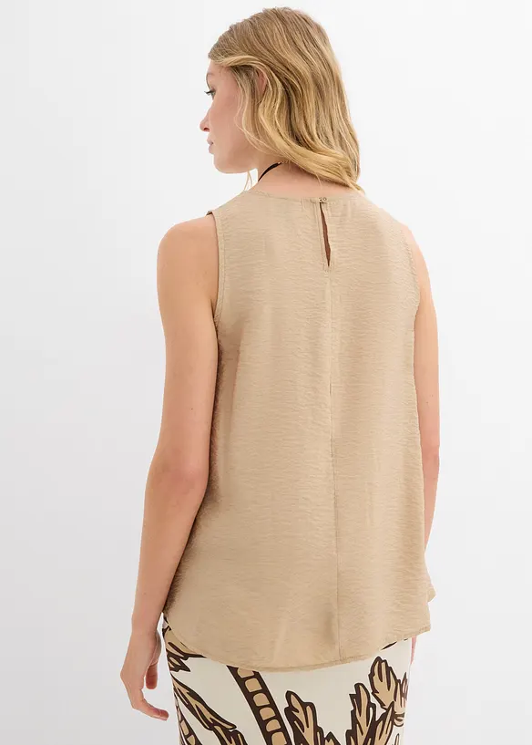 Blusentop aus fließendem Viskose-Mix in beige von hinten (im Anschnitt) - bonprix Blusentop aus fließendem Viskose-Mix in beige von hinten (im Anschnitt) - bonprix