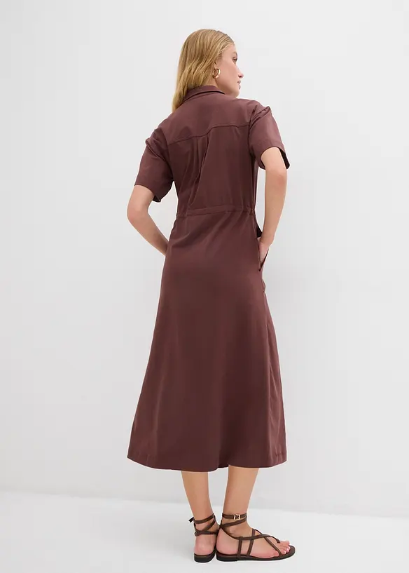 Jerseykleid aus Baumwoll-Stretch in braun von hinten (Totalaufnahme) - bonprix