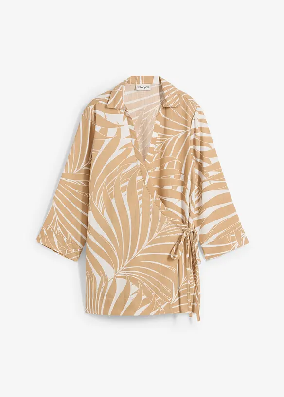 Kimono-Bluse in Leinenoptik in weiß von vorne - bonprix Kimono-Bluse in Leinenoptik in weiß von vorne - bonprix