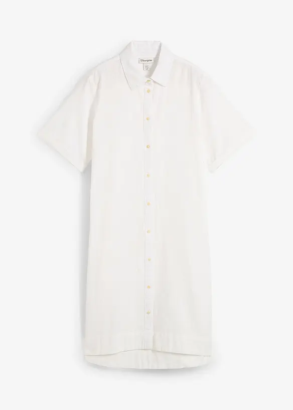 Hemdblusenkleid aus reiner Baumwolle in weiß von vorne - bonprix Hemdblusenkleid aus reiner Baumwolle in weiß von vorne - bonprix