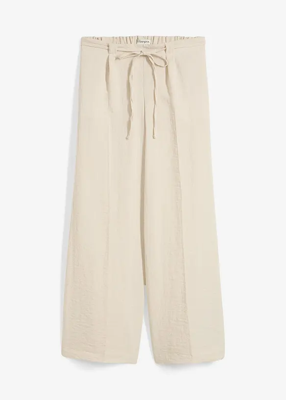 Culotte aus fließendem Viskose-Mix in beige von vorne - bonprix