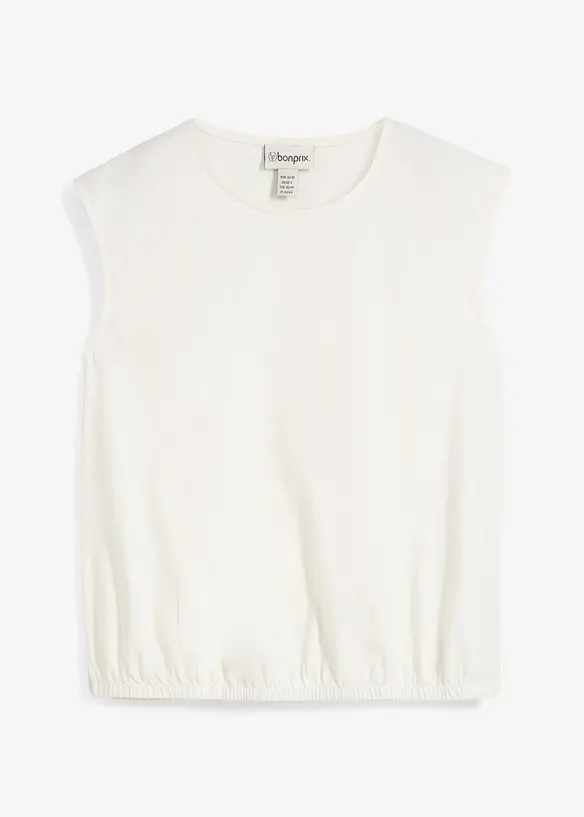 Shirt mit elastischem Bündchen in weiß von vorne - bonprix Shirt mit elastischem Bündchen in weiß von vorne - bonprix