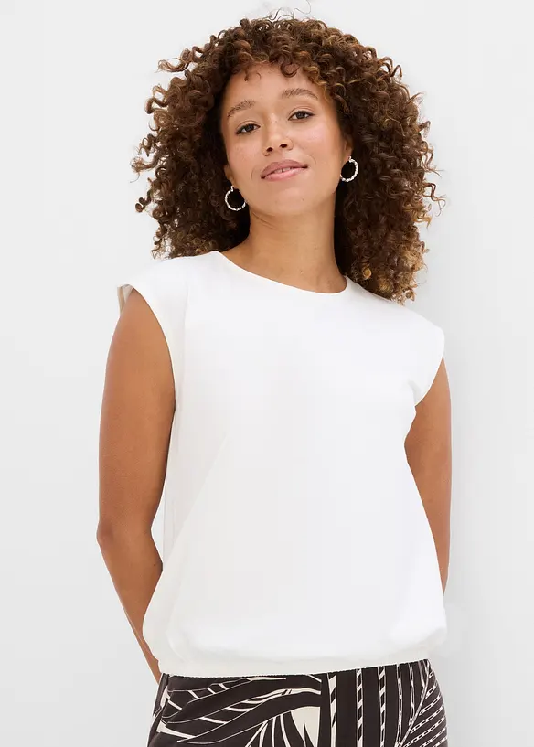 Shirt mit elastischem Bündchen in weiß von vorne (im Anschnitt) - bonprix Shirt mit elastischem Bündchen in weiß von vorne (im Anschnitt) - bonprix