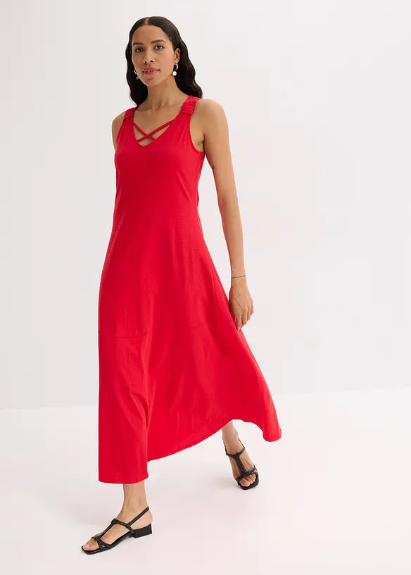 Trägerkleid aus reiner Bio-Baumwolle in rot von vorne (Totalaufnahme) - bonprix Trägerkleid aus reiner Bio-Baumwolle in rot von vorne (Totalaufnahme) - bonprix