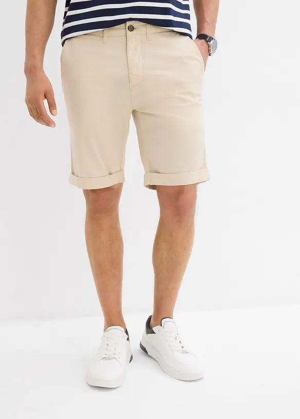 Chino-Bermuda in Regular Fit in beige von vorne - bonprix