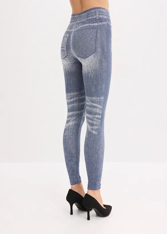 Thermo-Strumpfleggings mit weicher Innenseite in blau von hinten - bonprix