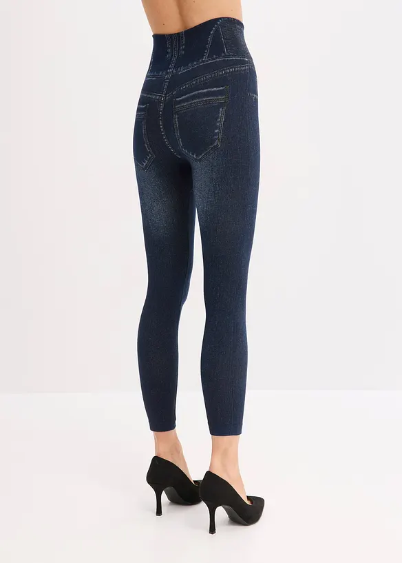 Shape-Strumpfleggings in Jeansoptik in blau von hinten - bonprix