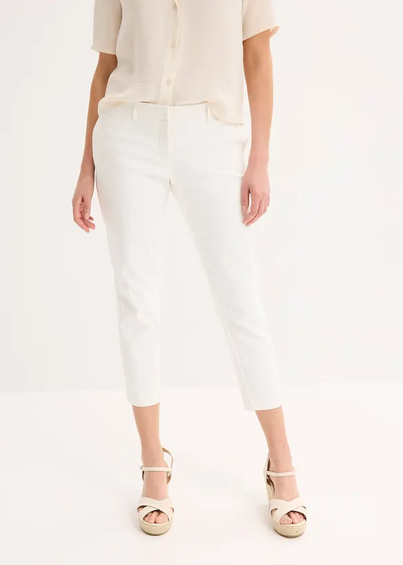 7/8-Hose aus Baumwoll-Stretch in weiß von vorne - bonprix