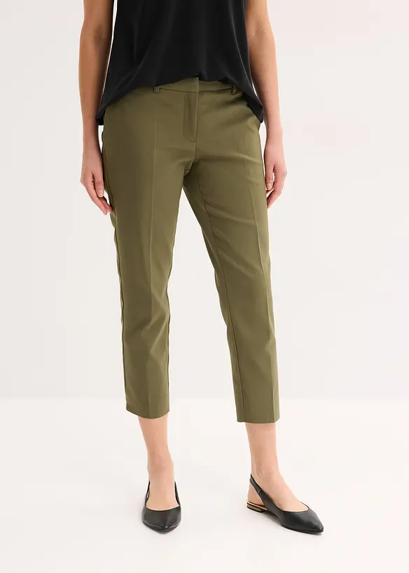 7/8-Hose aus Baumwoll-Stretch in grün von vorne - bonprix