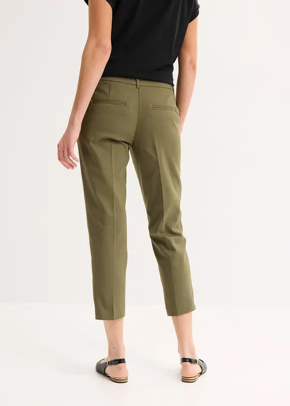 7/8-Hose aus Baumwoll-Stretch in grün von hinten - bonprix