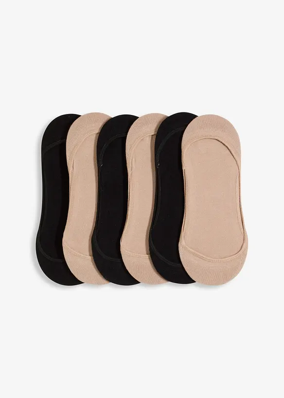 Füßlinge mit Ballerina Fit (6er Pack) in schwarz von vorne - bonprix