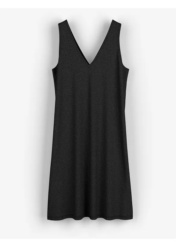Fließendes Trägerkleid mit V-Ausschnitt in schwarz von vorne - bonprix