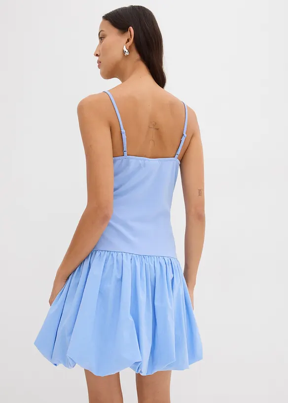 Minikleid mit Ballonrock in blau von hinten (Totalaufnahme) - bonprix
