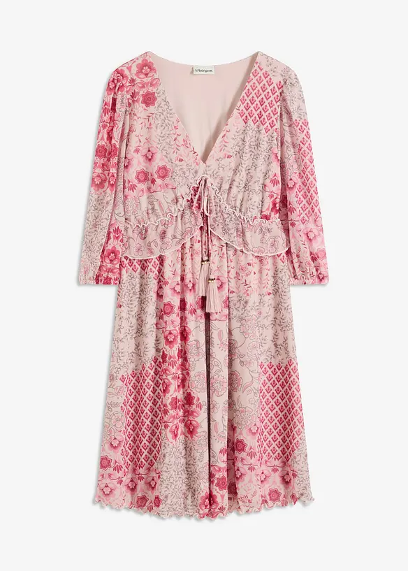 bedrucktes Mesh-Tunika-Kleid in pink von vorne - bonprix bedrucktes Mesh-Tunika-Kleid in pink von vorne - bonprix