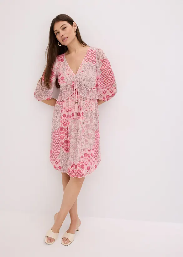bedrucktes Mesh-Tunika-Kleid in pink von vorne (Totalaufnahme) - bonprix bedrucktes Mesh-Tunika-Kleid in pink von vorne (Totalaufnahme) - bonprix