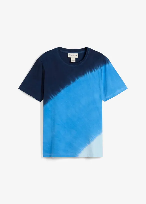 T-Shirt aus reiner Bio-Baumwolle in blau von vorne - bonprix