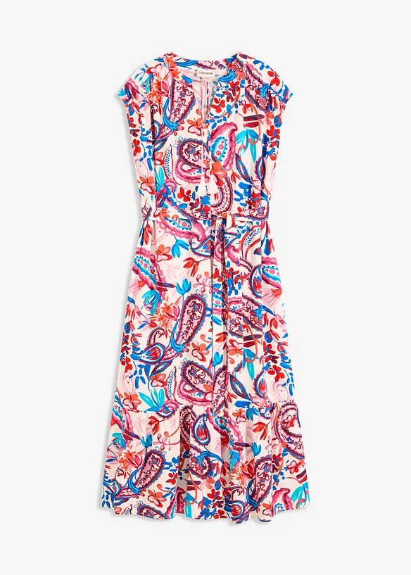 Hemdblusenkleid aus fließender Viscose in weiß von vorne - bonprix