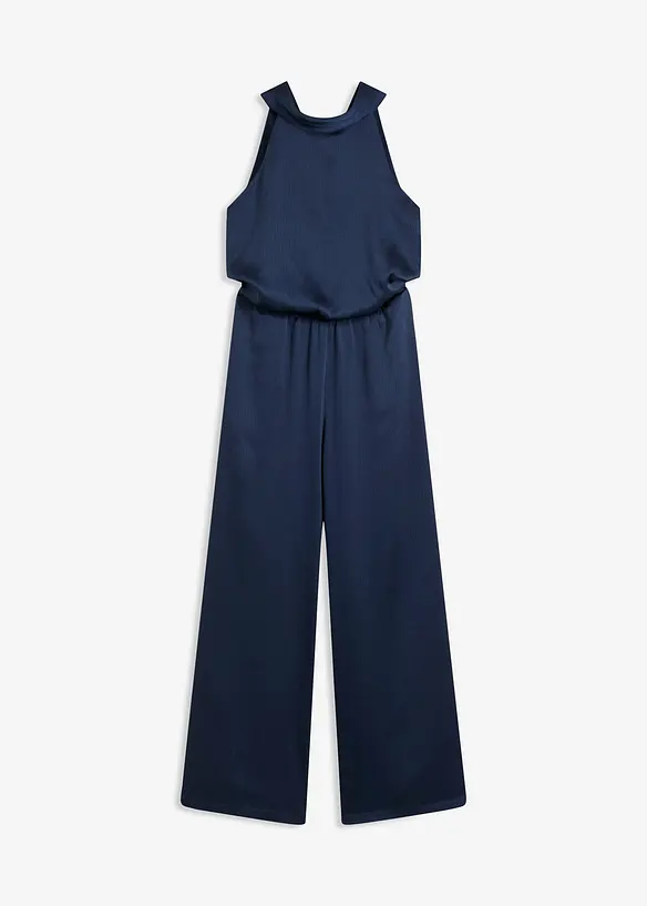 Overall aus strukturiertem Satin in blau von vorne - bonprix