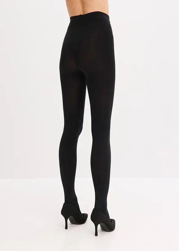 Thermo-Strumpfhose mit softem Fleece 140 DEN in schwarz von hinten - bonprix