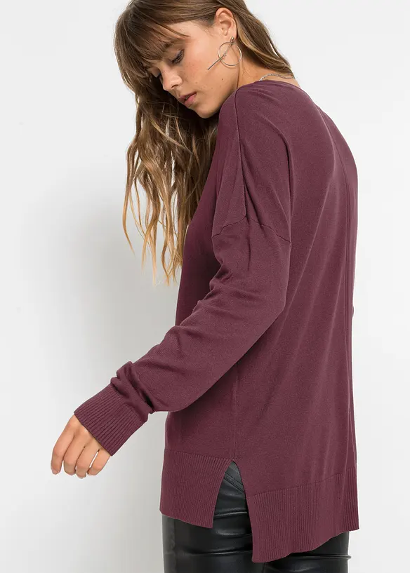 Oversize-Strickpullover in rot von hinten (im Anschnitt) - bonprix