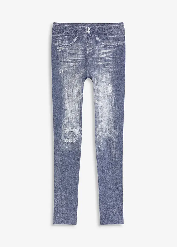 Thermo-Strumpfleggings mit weicher Innenseite in blau von vorne - bonprix