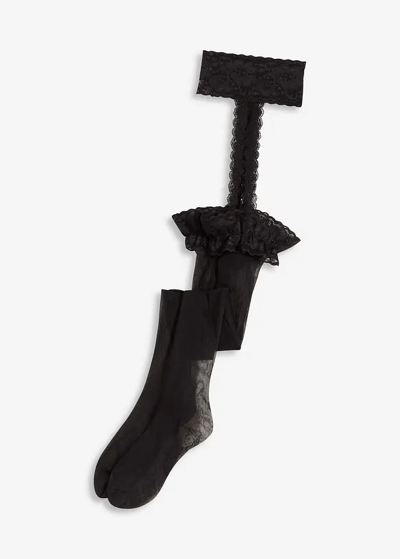 Strapsstrümpfe mit Gürtel 20 DEN in schwarz von vorne - bonprix