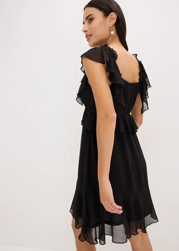 Chiffonkleid in A-Linie in schwarz von hinten (Totalaufnahme) - bonprix Chiffonkleid in A-Linie in schwarz von hinten (Totalaufnahme) - bonprix