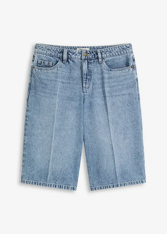Jeans-Bermuda Mid Waist in blau von vorne - bonprix