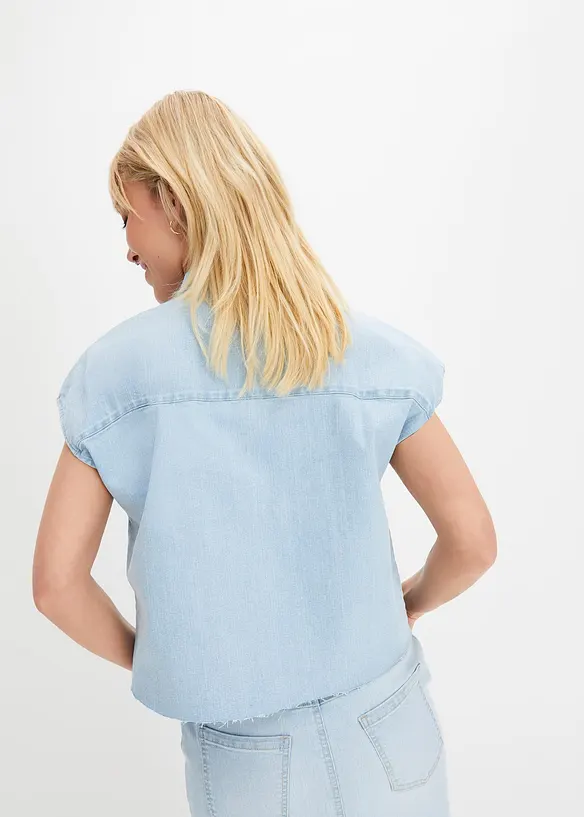 Kurze Boxy-Jeansbluse in blau von hinten (im Anschnitt) - bonprix Kurze Boxy-Jeansbluse in blau von hinten (im Anschnitt) - bonprix